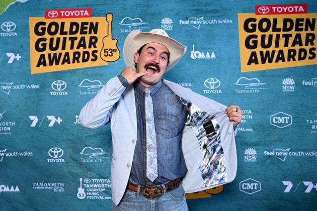 TAMWORTH COUNTRY MUSIC FESTIVAL, Wade Forster arrives at the Golden Guitar Awards during the 53rd Tamworth Country Music Festival in Tamworth, NSW, Saturday, January 25, 2025. ( NO ARCHIVING, EDITORIAL USE ONLY, NO USE IN BOOKS WITHOUT CONSENT TAMWORTH NEW SOUTH WALES AUSTRALIA  Copyright: xBIANCAxDExMARCHIx 20250125166212192640