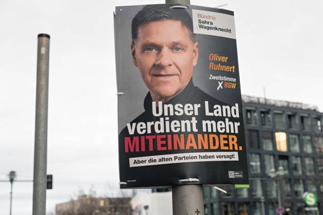 25 01 2025,Berlin,Election poster for the election to the 21 German Bundestag on February 23, 2025,Motif BSW Oliver Ruhnert