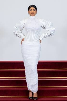 PFW - Stephane Rolland HC - Photocall NB Farhana Bodi attends the Schiaparelli Haute Couture Spring-Summer 2025 show as part of Paris Fashion Week on January 28 2025 in Paris, France. Photo by Nasser Berzane ABACAPRESS.COM Paris France  Copyright: xBerzanexNasser ABACAx