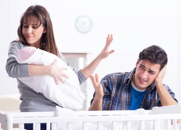 The young dad cannot stand baby crying ,model released, Symbolfoto  Copyright: xZoonar.com ElnurxAmikishiyevx 14408533 ,model released, Symbolfoto ,property released