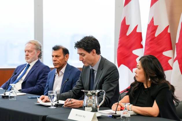 January 31, 2025, Toronto, On, CAN: Canadian Prime Minister Justin Trudeau delivers remarks at a Canada-US relations meeting at the Ontario Investment and Trade Centre in Toronto, on Friday, Jan. 31, 2025. Toronto CAN  - ZUMAc35_ 20250131_zaf_c35_025 Copyright: xChrisxYoungx