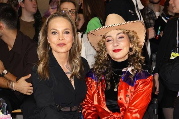 Regina Halmich and Kristina Vogel at the Marina Hoermanseder fashion show on 31 01 2025 as part of Fashion Week 2025 in Berlin Fashion Week Berlin Marina Hoermanseder fashion show