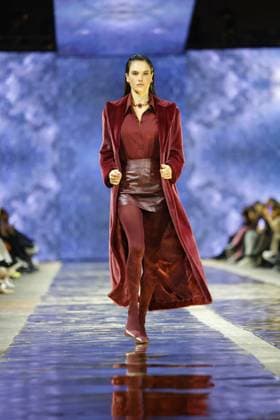 Alessandra Ambrosio on the catwalk at the Marc Cain Parallel Universe fashion show on 31 01 2025 as part of Fashion Week Berlin at Kraftwerk in Berlin Fashion Week Berlin 2025 Marc Cain Show