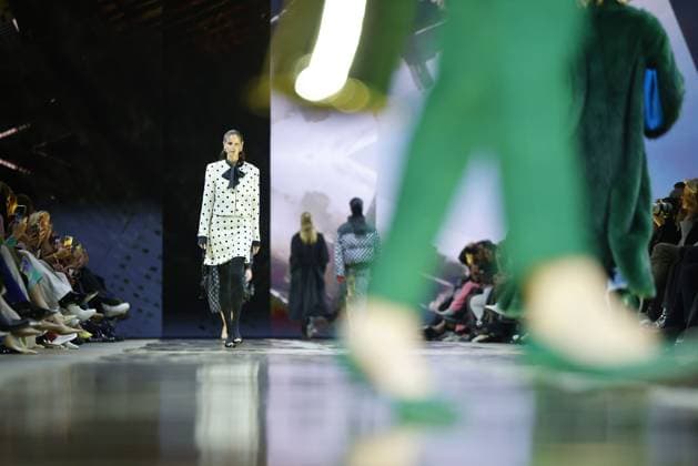 Models on the catwalk at the Marc Cain Parallel Universe fashion show on 31 01 2025 as part of Fashion Week Berlin at the Kraftwerk in Berlin Fashion Week Berlin 2025 Marc Cain Show