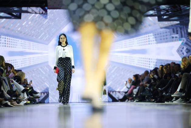 Models on the catwalk at the Marc Cain Parallel Universe fashion show on 31 01 2025 as part of Fashion Week Berlin at the Kraftwerk in Berlin Fashion Week Berlin 2025 Marc Cain Show