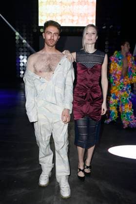 Felix Nieder and Kim Hnizdo at the Marcel Ostertag Fashion Show at Berlin Fashion Week A W 2025 in the Uber Eats Music Hall Berlin, 31 01 2025 Foto:xN.xKubelkax xFuturexImagex ostertag_5104