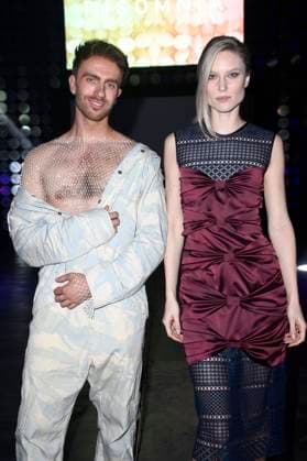 Felix Nieder and Kim Hnizdo at the Marcel Ostertag Fashion Show at Berlin Fashion Week A W 2025 in the Uber Eats Music Hall Berlin, 31 01 2025 Foto:xN.xKubelkax xFuturexImagex ostertag_5107