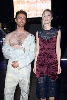 Felix Nieder and Kim Hnizdo at the Marcel Ostertag Fashion Show at Berlin Fashion Week A W 2025 in the Uber Eats Music Hall Berlin, 31 01 2025 Foto:xN.xKubelkax xFuturexImagex ostertag_5108