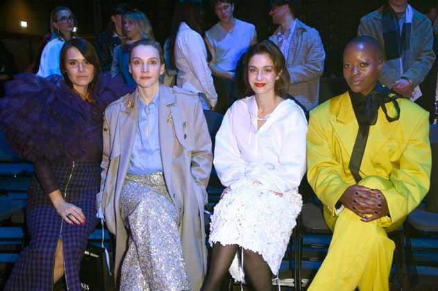Yara Hoffmann, Jana Klinge, Anne Werner and Florence Kasumba at the Danny Reinke Fashion Show at Berlin Fashion Week A W 2025 in the Uber Eats Music Hall Berlin, 31 01 2025 Foto:xN.xKubelkax xFuturexImagex reinke_1228