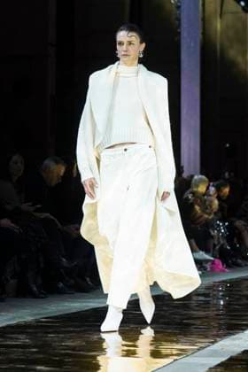 Model on the catwalk at the Marc Cain fashion show on January 31, 2024 at Kraftwerk Berlin in Berlin Berlin Germany