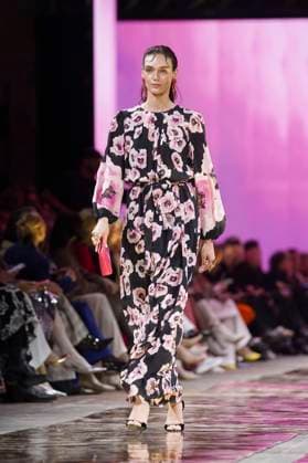 Model on the catwalk at the Marc Cain fashion show on January 31, 2024 at Kraftwerk Berlin in Berlin Berlin Germany