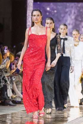 Alessandra Ambrosio, Celine Bethmann on the catwalk at the Marc Cain fashion show on January 31, 2024 at Kraftwerk Berlin in Berlin Berlin Germany