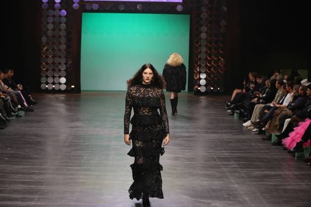 Berlin Fashion Week: Collective Four - Marcel Ostertag Autum Winter 2025 Berlin: The designer Marcel Ostertag presents his AUTUMN WINTER 2025 collection. The photo shows models on the catwalk with the new collection Berlin Berlin district of Friedrichshain Germany Copyright: SimonexKuhlmey