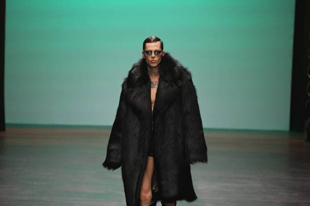 Berlin Fashion Week: Collective Four - Marcel Ostertag Autum Winter 2025 Berlin: The designer Marcel Ostertag presents his AUTUMN WINTER 2025 collection. The photo shows models on the catwalk with the new collection Berlin Berlin district of Friedrichshain Germany Copyright: SimonexKuhlmey