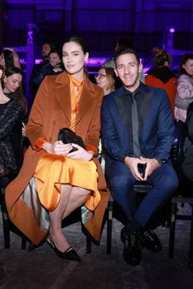 31 01 2025, Gloria Sophie Burkandt and Marcel Remus at the Marc Cain Fashion Show Parallel Universe for Berlin Fashion Week 2025, Kraftwerk Berlin, Berlin, Berlin Germany