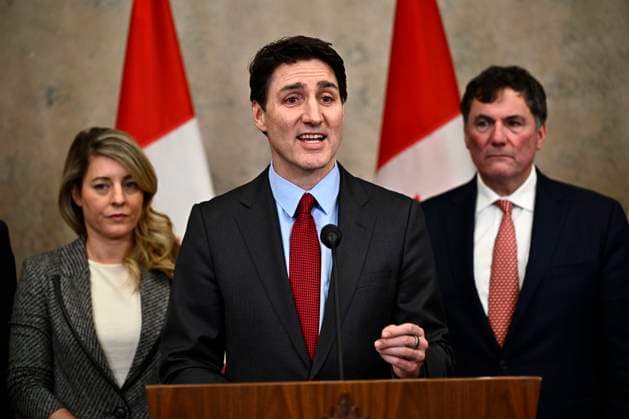 February 1, 2025, Ottawa, On, CAN: Prime Minister Justin Trudeau addresses media following the imposition of a raft of tariffs by U.S. President Donald Trump against Canada, Mexico and China, in Ottawa, Saturday, Feb. 1, 2025. Tariffs of 10 per cent on Canadian energy and 25 per cent on everything else will begin on Feb. 4. Ottawa CAN  - ZUMAc35_ 20250201_zaf_c35_137 Copyright: xJustinxTangx