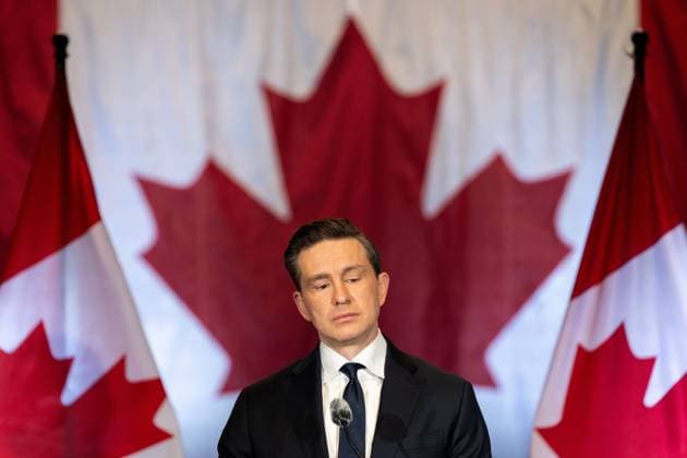 February 2, 2025, Vancouver, Bc, CANADA: Conservative Leader Pierre Poilievre listens to questions from media during a news conference in Vancouver on Sunday, February 2, 2025. Vancouver CANADA  - ZUMAc35_ 20250202_zaf_c35_031 Copyright: xEthanxCairnsx