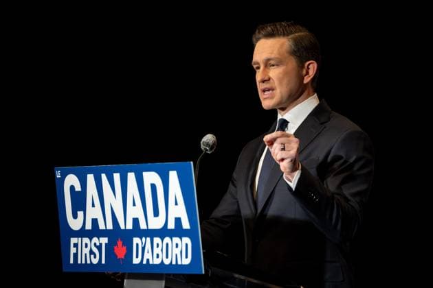 February 2, 2025, Vancouver, Bc, CANADA: Conservative Leader Pierre Poilievre speaks during a news conference in Vancouver on Sunday, February 2, 2025. Vancouver CANADA  - ZUMAc35_ 20250202_zaf_c35_035 Copyright: xEthanxCairnsx