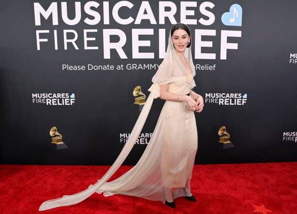 Gracie Abrams arrives for the 67th Annual Grammy Awards at Crypto.com Arena in Los Angeles on February 2, 2025. The awards ceremony will honor the best recordings, compositions, and artists from September 16, 2023, to August 30. 2024, as chosen by the members of the Recording Academy.  LAP20250202267 JIMxRUYMEN