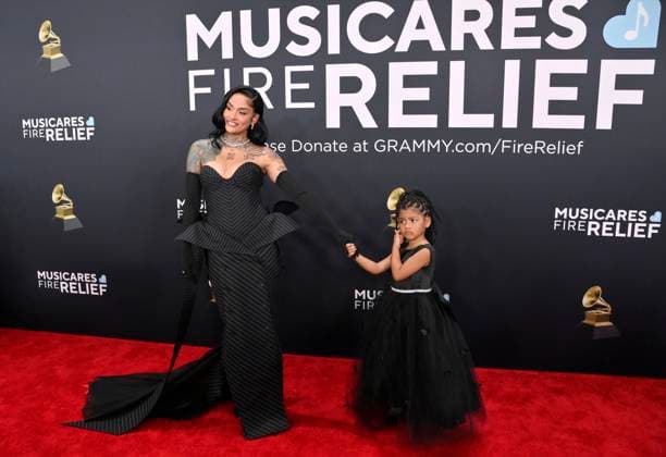Adeya Nomi and Kehlani arrives for the 67th Annual Grammy Awards at Crypto.com Arena in Los Angeles on February 2, 2025. The awards ceremony will honor the best recordings, compositions, and artists from September 16, 2023, to August 30. 2024, as chosen by the members of the Recording Academy.  LAP20250202339 JIMxRUYMEN