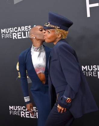 Janelle Monáe and Cynthia Erivo arrive for the 67th Annual Grammy Awards at Crypto.com Arena in Los Angeles on February 2, 2025. The awards ceremony will honor the best recordings, compositions, and artists from September 16, 2023, to August 30. 2024, as chosen by the members of the Recording Academy.  LAP20250202389 JIMxRUYMEN