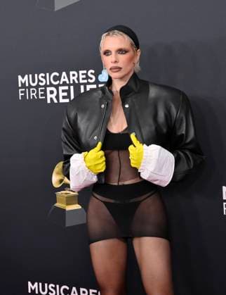 Julia Fox arrives for the 67th Annual Grammy Awards at Crypto.com Arena in Los Angeles on February 2, 2025. The awards ceremony will honor the best recordings, compositions, and artists from September 16, 2023, to August 30. 2024, as chosen by the members of the Recording Academy.  LAP20250202399 JIMxRUYMEN