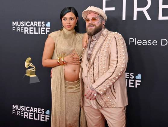 Teddy Swims and Raiche Wright arrive for the 67th Annual Grammy Awards at Crypto.com Arena in Los Angeles on February 2, 2025. The awards ceremony will honor the best recordings, compositions, and artists from September 16, 2023, to August 30. 2024, as chosen by the members of the Recording Academy.  LAP20250202422 JIMxRUYMEN
