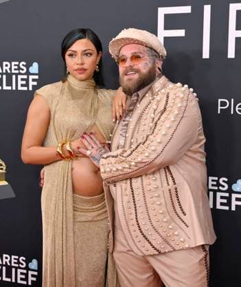 Teddy Swims and Raiche Wright arrive for the 67th Annual Grammy Awards at Crypto.com Arena in Los Angeles on February 2, 2025. The awards ceremony will honor the best recordings, compositions, and artists from September 16, 2023, to August 30. 2024, as chosen by the members of the Recording Academy.  LAP20250202423 JIMxRUYMEN