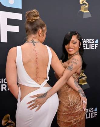 Latto and GloRilla arrive for the 67th Annual Grammy Awards at Crypto.com Arena in Los Angeles on February 2, 2025. The awards ceremony will honor the best recordings, compositions, and artists from September 16, 2023, to August 30. 2024, as chosen by the members of the Recording Academy.  LAP20250202430 JIMxRUYMEN