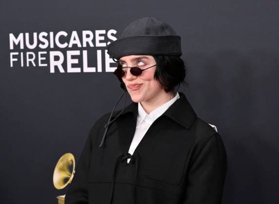 Billie Eilish arrives for the 67th Annual Grammy Awards at Crypto.com Arena in Los Angeles on February 2, 2025. The awards ceremony will honor the best recordings, compositions, and artists from September 16, 2023, to August 30. 2024, as chosen by the members of the Recording Academy.  LAP20250202445 JIMxRUYMEN
