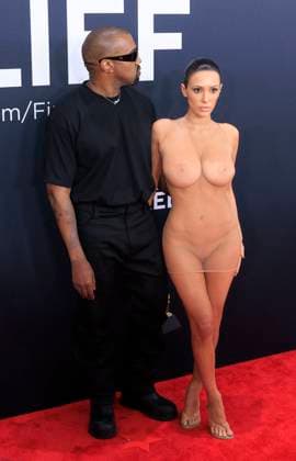 February 2, 2025, Los Angeles, California, USA: (EDITOR S NOTE: Image contains nudity.) Kanye West and wife Bianca Censori at the 67th Grammy Awards held at Crypto.com Arena in Los Angeles California on Sunday February 2, 2025. JAVIER ROJAS PI Los Angeles USA - ZUMAp124 20250202_zaa_p124_301 Copyright: xJavierxRojasx