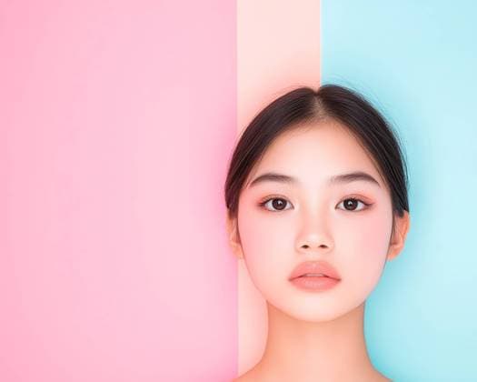 IMAGO Creative, Naturkosmetik A stunning image of a Vietnamese teen showcasing flawless skin, reflecting effective skincare. Bold pastel background enhances the youthful appearance and beauty concept.  Copyright: xZoonar.com RobertxKneschkex 22448206 AI IMAGE GENERATED AI IMAGE GENERATED