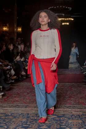 February 4, 2025, New York, United States: A model walks the runway for the Lingua Franca fashion show during February 2025 New York Fashion Week. New York United States - ZUMAs197 20250204_aaa_s197_429 Copyright: xRonxAdarx