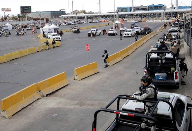 (250207) -- MEXICO CITY, Feb. 7, 2025 -- Mexican National Guard troops and soldiers of the Mexican Army are on duty on the border between Mexico and the United States, in Tijuana, Mexico, on Feb. 6, 2025. Mexican President Claudia Sheinbaum confirmed on Tuesday that 10,000 National Guard troops have begun deployment along the 3,200-km border with the United States. Bolstering border security was part of an agreement reached a day earlier with her U.S. counterpart, Donald Trump, to combat fentanyl trafficking and curb illegal migration. (Photo by Xinhua) SpotNews Mexican president confirms troops deployment along U.S. border after talks with Trump JoebethxTerriquez