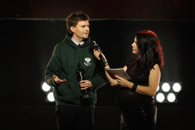 Best Screenplay Movie, Leonardo van Dijl and Julie Zwijgt pictured at the award ceremony of the Ensors Flemish film prizes, as part of the Ostend Film Festival (17th edition) (31 01-08 02), Friday 07 February 2025, in Oostende.  KURTxDESPLENTER 111938765