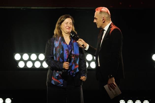 Best Supporting Actor - Film: Mieke De Groote - Holy Rosita pictured at the award ceremony of the Ensors Flemish film prizes, as part of the Ostend Film Festival (17th edition) (31 01-08 02), Friday 07 February 2025, in Oostende.  KURTxDESPLENTER 111940291