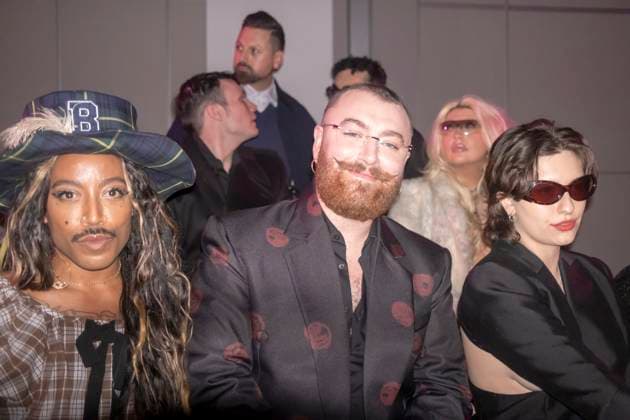 February 7, 2025, New York, United States: NEW YORK, NEW YORK - FEBRUARY 07: (L-R) Jeffrey Williams, Sam Smith and King Princess attend the Christian Cowan show during February 2025 New York Fashion Week at The Glasshouse on February 07, 2025 in New York City. New York United States - ZUMAs197 20250207_aaa_s197_156 Copyright: xRonxAdarx