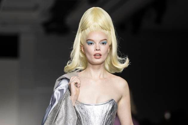 Christian Cowan runway show during New York Fashion Week Fall Winter 2025 Model walks runway during Christian Cowan show at New York Fashion Week Fall Winter 2025 at Glasshouse in New York. New collection by designer Cowan was inspired and is tribute to Abbie McLaughlin who passed away in 2024. New York New York United States Copyright: LevxRadin