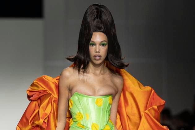 Christian Cowan runway show during New York Fashion Week Fall Winter 2025 Model walks runway during Christian Cowan show at New York Fashion Week Fall Winter 2025 at Glasshouse in New York. New collection by designer Cowan was inspired and is tribute to Abbie McLaughlin who passed away in 2024. New York New York United States Copyright: LevxRadin