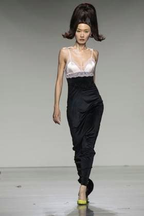 Christian Cowan runway show during New York Fashion Week Fall Winter 2025 Model walks runway during Christian Cowan show at New York Fashion Week Fall Winter 2025 at Glasshouse in New York. New collection by designer Cowan was inspired and is tribute to Abbie McLaughlin who passed away in 2024. New York New York United States Copyright: LevxRadin