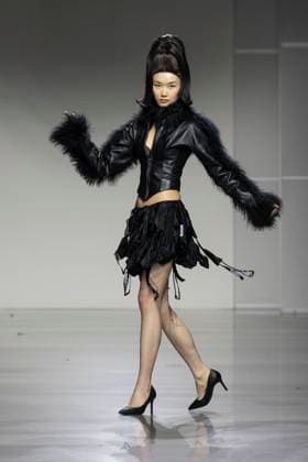 Christian Cowan runway show during New York Fashion Week Fall Winter 2025 Model walks runway during Christian Cowan show at New York Fashion Week Fall Winter 2025 at Glasshouse in New York. New collection by designer Cowan was inspired and is tribute to Abbie McLaughlin who passed away in 2024. New York New York United States Copyright: LevxRadin