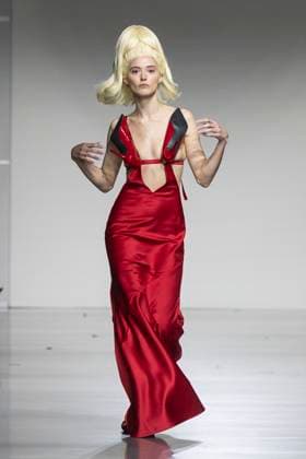 Christian Cowan runway show during New York Fashion Week Fall Winter 2025 Model walks runway during Christian Cowan show at New York Fashion Week Fall Winter 2025 at Glasshouse in New York. New collection by designer Cowan was inspired and is tribute to Abbie McLaughlin who passed away in 2024. New York New York United States Copyright: LevxRadin