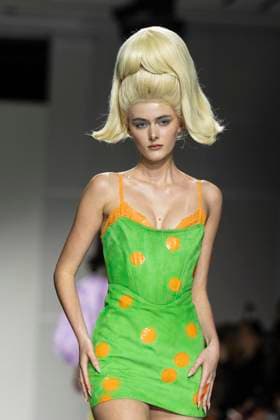 Christian Cowan runway show during New York Fashion Week Fall Winter 2025 Model walks runway during Christian Cowan show at New York Fashion Week Fall Winter 2025 at Glasshouse in New York. New collection by designer Cowan was inspired and is tribute to Abbie McLaughlin who passed away in 2024. New York New York United States Copyright: LevxRadin