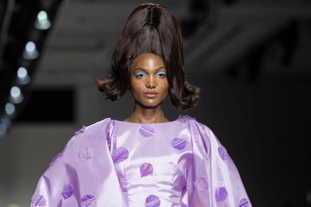 Christian Cowan runway show during New York Fashion Week Fall Winter 2025 Model walks runway during Christian Cowan show at New York Fashion Week Fall Winter 2025 at Glasshouse in New York. New collection by designer Cowan was inspired and is tribute to Abbie McLaughlin who passed away in 2024. New York New York United States Copyright: LevxRadin
