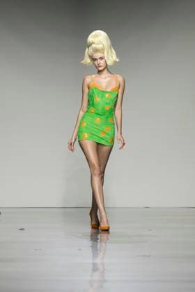 Christian Cowan runway show during New York Fashion Week Fall Winter 2025 Model walks runway during Christian Cowan show at New York Fashion Week Fall Winter 2025 at Glasshouse in New York. New collection by designer Cowan was inspired and is tribute to Abbie McLaughlin who passed away in 2024. New York New York United States Copyright: LevxRadin