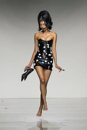 Christian Cowan runway show during New York Fashion Week Fall Winter 2025 Model walks runway during Christian Cowan show at New York Fashion Week Fall Winter 2025 at Glasshouse in New York. New collection by designer Cowan was inspired and is tribute to Abbie McLaughlin who passed away in 2024. New York New York United States Copyright: LevxRadin