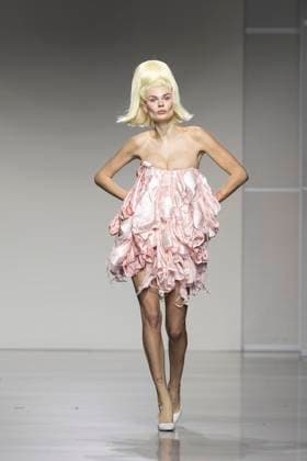 Christian Cowan runway show during New York Fashion Week Fall Winter 2025 Model walks runway during Christian Cowan show at New York Fashion Week Fall Winter 2025 at Glasshouse in New York. New collection by designer Cowan was inspired and is tribute to Abbie McLaughlin who passed away in 2024. New York New York United States Copyright: LevxRadin