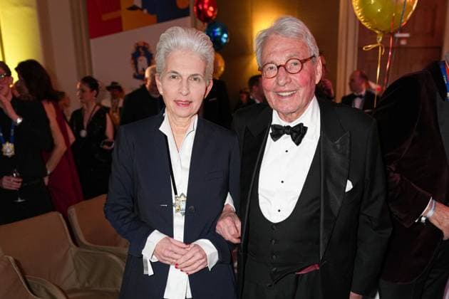 75 Award of the Order WIDER DEN TIERISCHEN ERNST in Aachen Marie Agnes Strack Zimmermann together with her husband Horst Strack Zimmermann at the 75 Award of the Order WIDER DEN TIERISCHEN ERNST , Aachen, 08 02 2025 Aachen NRW Germany