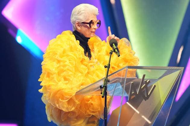 75 Award Ceremony of the Order WIDER DEN TIERISCHEN ERNST in Aachen Marie Agnes Strack Zimmermann as Iris Apfel during her performance at the 75 Award Ceremony of the Order WIDER DEN TIERISCHEN ERNST in the Aachen Eurogress, Aachen, 08 02 2025 Aachen NRW Germany