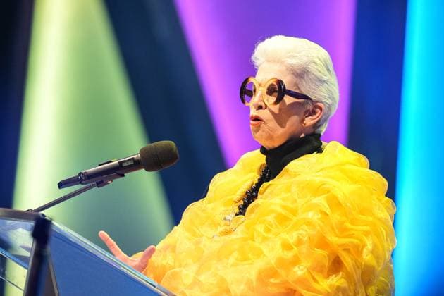 75 Award Ceremony of the Order WIDER DEN TIERISCHEN ERNST in Aachen Marie Agnes Strack Zimmermann as Iris Apfel during her performance at the 75 Award Ceremony of the Order WIDER DEN TIERISCHEN ERNST in the Aachen Eurogress, Aachen, 08 02 2025 Aachen NRW Germany